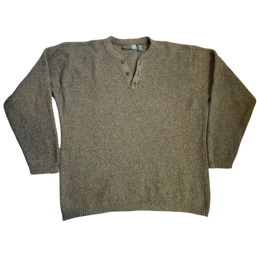 Oscar de la Renta: Mens Cotton Blend 1/4 button Pull Over Sweater | Sz L